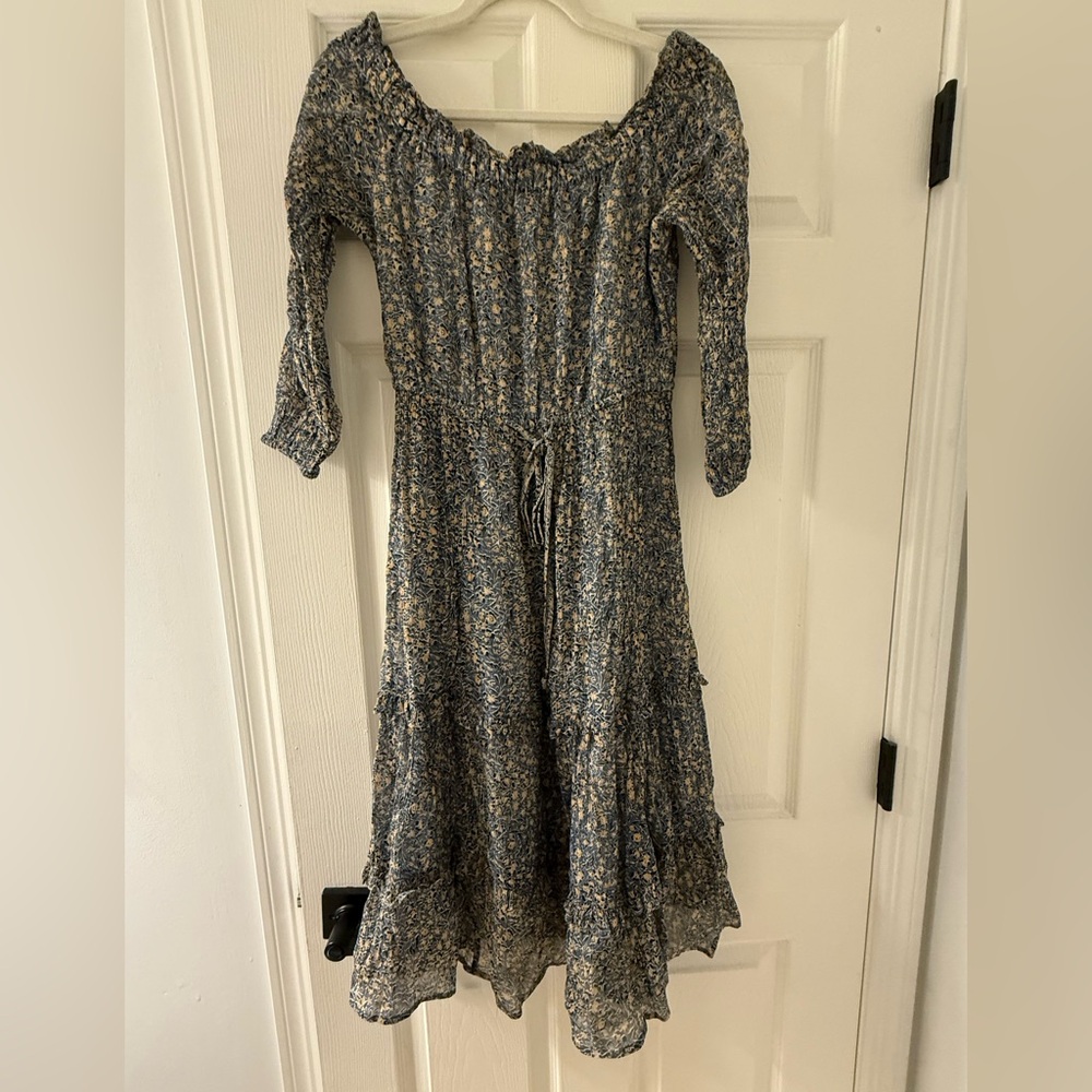 Floral Long Sleeve Off Shoulder Dress